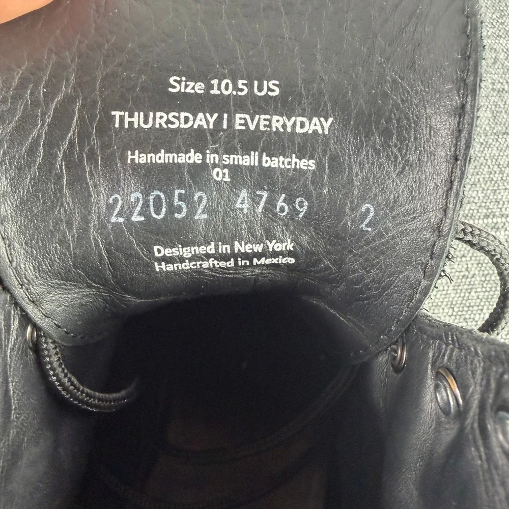 Thursday Boot Co Captain Boot Mens 10.5 Black Matte Leather Lace Up Cap Toe